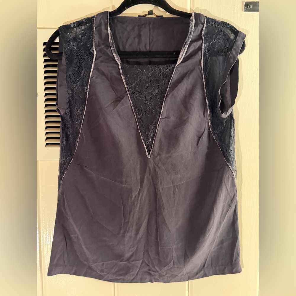 Maje Gray Lace Trim Tank Top
